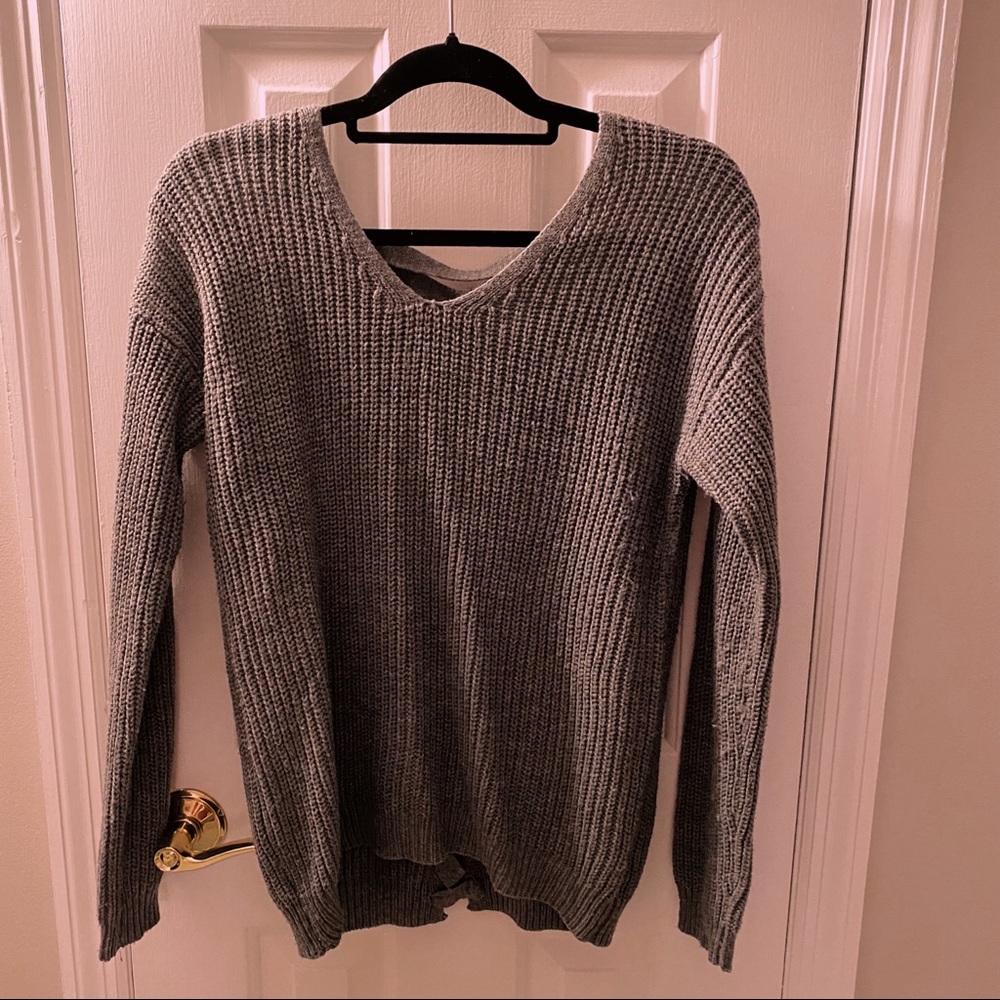 Grey V-Neck Sweater